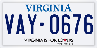 VA license plate VAY0676