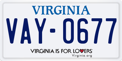 VA license plate VAY0677