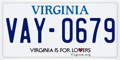 VA license plate VAY0679