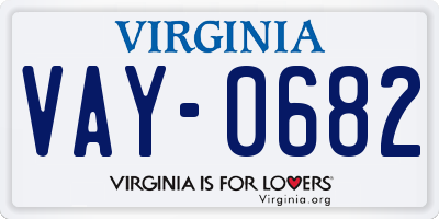 VA license plate VAY0682