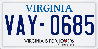 VA license plate VAY0685