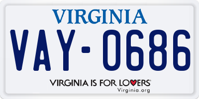 VA license plate VAY0686