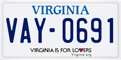 VA license plate VAY0691