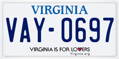 VA license plate VAY0697