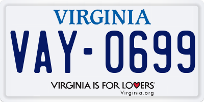 VA license plate VAY0699