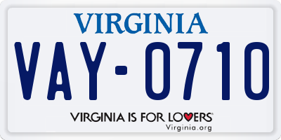 VA license plate VAY0710