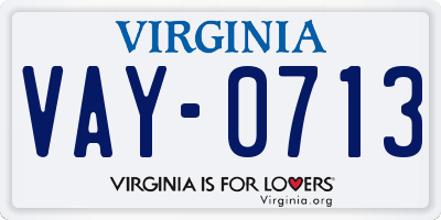 VA license plate VAY0713