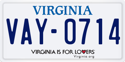 VA license plate VAY0714