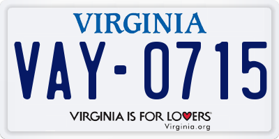 VA license plate VAY0715