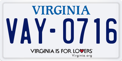 VA license plate VAY0716