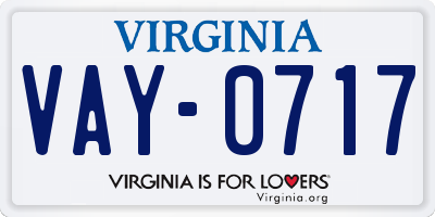 VA license plate VAY0717