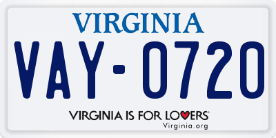 VA license plate VAY0720
