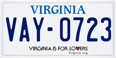VA license plate VAY0723