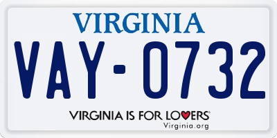 VA license plate VAY0732