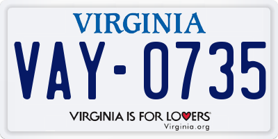 VA license plate VAY0735