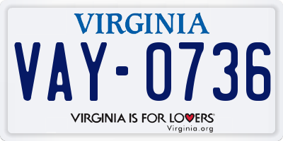 VA license plate VAY0736