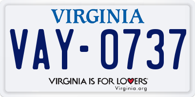 VA license plate VAY0737