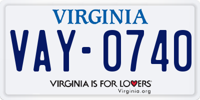 VA license plate VAY0740