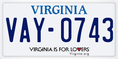 VA license plate VAY0743