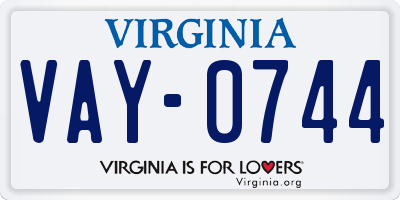 VA license plate VAY0744