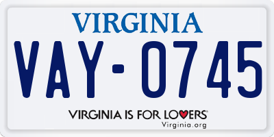 VA license plate VAY0745