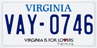 VA license plate VAY0746