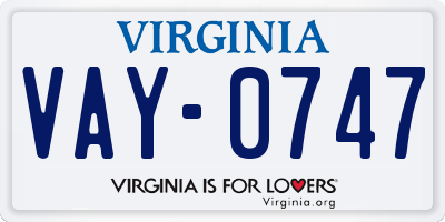 VA license plate VAY0747