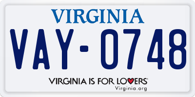 VA license plate VAY0748