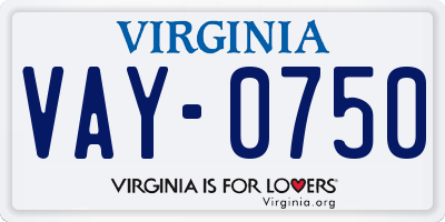 VA license plate VAY0750
