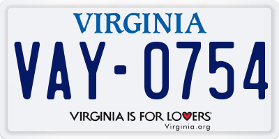 VA license plate VAY0754