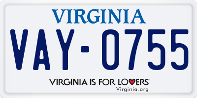 VA license plate VAY0755