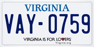 VA license plate VAY0759