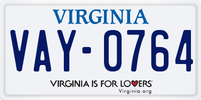 VA license plate VAY0764