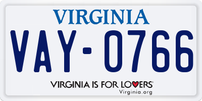 VA license plate VAY0766
