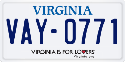 VA license plate VAY0771