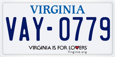 VA license plate VAY0779