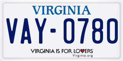 VA license plate VAY0780