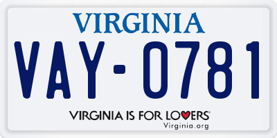 VA license plate VAY0781