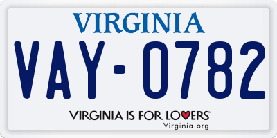 VA license plate VAY0782