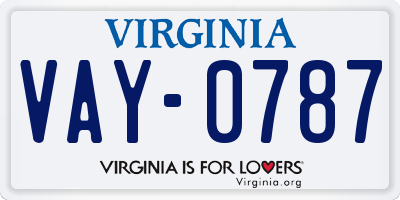 VA license plate VAY0787
