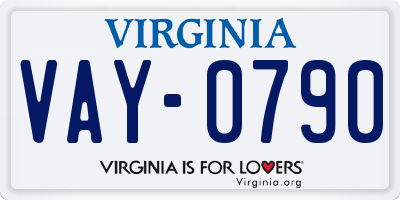 VA license plate VAY0790