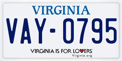 VA license plate VAY0795