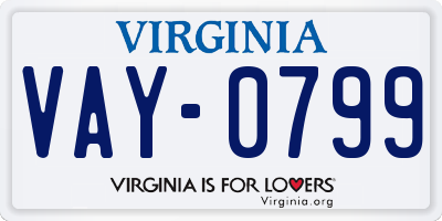 VA license plate VAY0799