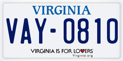 VA license plate VAY0810