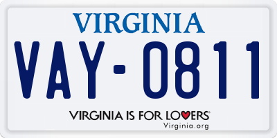 VA license plate VAY0811
