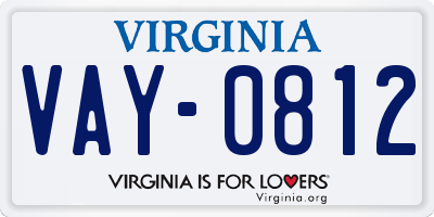 VA license plate VAY0812