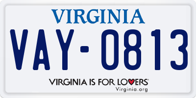 VA license plate VAY0813