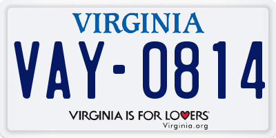 VA license plate VAY0814