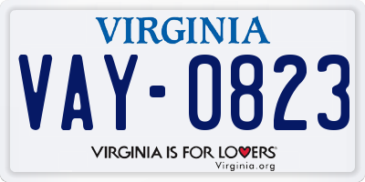 VA license plate VAY0823