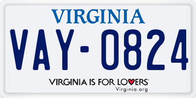 VA license plate VAY0824